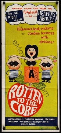 4e902 ROTTEN TO THE CORE Aust daybill '64 Anton Rogers, Charlotte Rampling, Boulting Bros!