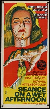 4e912 SEANCE ON A WET AFTERNOON Aust daybill '64 spine-chilling experience in cinematic suspense!