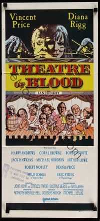 4e950 THEATRE OF BLOOD Aust daybill '73 great art of puppet masters Vincent Price & Diana Rigg!