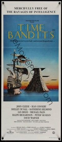 4e954 TIME BANDITS Aust daybill '81 John Cleese, Sean Connery, art by director Terry Gilliam!