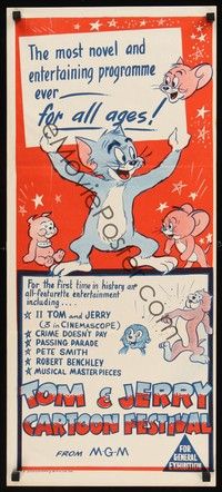 4e957 TOM & JERRY CARTOON FESTIVAL Aust daybill '60s MGM's most entertaining program ever!