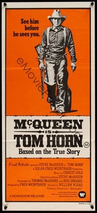 4e958 TOM HORN Aust daybill '80 see Steve McQueen before he sees you!