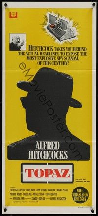 4e959 TOPAZ Aust daybill '69 Alfred Hitchcock, John Forsythe, most explosive spy scandal!