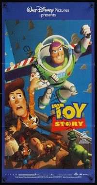 4e962 TOY STORY Aust daybill '95 Disney & Pixar cartoon, great image of Buzz, Woody & cast!