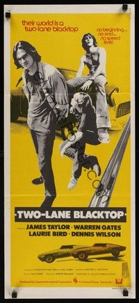 4e967 TWO-LANE BLACKTOP Aust daybill '71 James Taylor is the driver, Warren Oates is GTO!