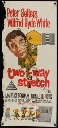 4e968 TWO-WAY STRETCH Aust daybill '60 wacky artwork of prisoner Peter Sellers!