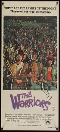 4e980 WARRIORS Aust daybill '79 Walter Hill, Jarvis artwork of the armies of the night!