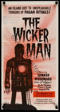 4e986 WICKER MAN Aust daybill '74 Christopher Lee, Britt Ekland, cult horror classic!