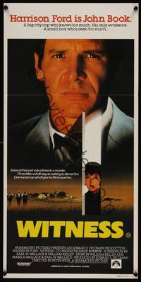 4e988 WITNESS Aust daybill '85 big city cop Harrison Ford in Amish country, directed by Peter Weir