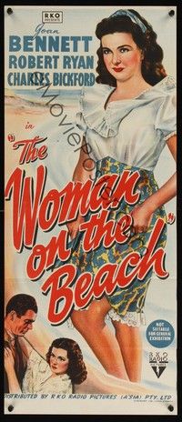 4e990 WOMAN ON THE BEACH Aust daybill '46 Robert Ryan loves bad Joan Bennett who only loves money!