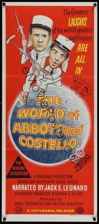 4e991 WORLD OF ABBOTT & COSTELLO Aust daybill '65 Bud & Lou are the greatest laughmakers!