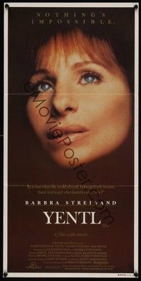 4e996 YENTL Aust daybill '83 close-up of star & director Barbra Streisand, nothing's impossible!