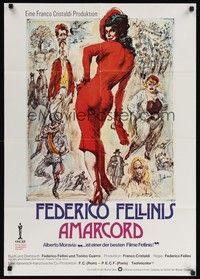 4e241 AMARCORD German '75 Federico Fellini classic comedy, cool artwork!