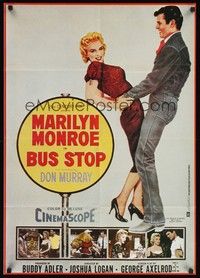 4e253 BUS STOP German R80s great art of cowboy Don Murray holding sexy Marilyn Monroe!