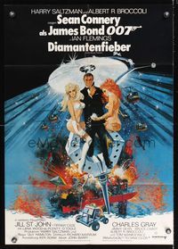 4e264 DIAMONDS ARE FOREVER German '71 art of Sean Connery as James Bond by Robert McGinnis!