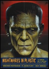 4e301 NIGHTMARES IN PLASTIC German '01 super cool image of Frankenstein statue!