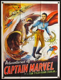 4e018 ADVENTURES OF CAPTAIN MARVEL Indian R60s different Pinto art of Tom Tyler in costume!