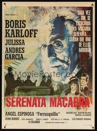 4e042 HOUSE OF EVIL Mexican poster '68 wonderful huge headshot art of Boris Karloff!