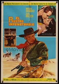 4e059 ONE EYED JACKS Mexican poster '61 art of star & director Marlon Brando with gun & bandolier!