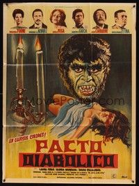 4e060 PACT WITH THE DEVIL Mexican poster '69 Jaime Salvador's Pacto diabolico, horror art!