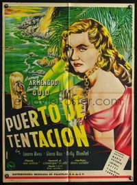 4e063 PUERTO DE TENTACION Mexican poster '51 Emilia Guiu, Vargas artwork!