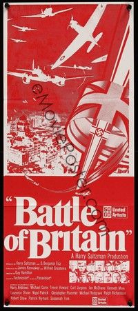 4e597 BATTLE OF BRITAIN New Zealand daybill '69 all-star cast in classic World War II battle!