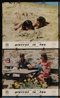 4e147 PIERROT LE FOU 16 French LCs '65 Jean-Luc Godard, painted Jean-Paul Belmondo, Anna Karina