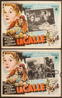 4e076 LA STRADA 8 Mexican LCs '56 Federico Fellini, different images of Anthony Quinn!