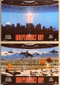 4e201 INDEPENDENCE DAY 12 Spanish LCs '96 great image of enormous alien ship over New York City!