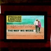 4f236 WAY WE WERE Aust glass slide '73 Barbra Streisand & Robert Redford walk on the beach!