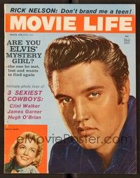4f099 MOVIE LIFE magazine April 1958 portrait of Elvis Presley from King Creole by Frank Powolny!