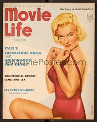 4f096 MOVIE LIFE magazine August 1954 incredible image of Marilyn Monroe in River of No Return!