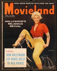 4f106 MOVIELAND magazine April 1956 Kim Novak on bike from Eddie Duchin Story by David P. Preston!