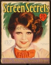 4f067 SCREEN SECRETS magazine February 1929 art of beautiful Clara Bow by A. Wilson!