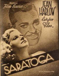 4f182 SARATOGA German program '38 different images of Clark Gable & beautiful Jean Harlow!