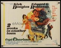4g373 2 WEEKS IN ANOTHER TOWN 1/2sh '62 cool art of Kirk Douglas & sexy Cyd Charisse by Bart Doe!