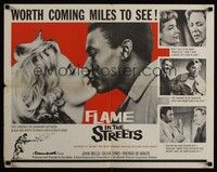 4g464 FLAME IN THE STREETS 1/2sh '61 John Mills, Sylvia Syms, interracial romance!