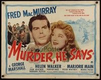 4g546 MURDER HE SAYS style B 1/2sh '45 classic Fred MacMurray hillbilly killer-diller!