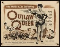 4g566 OUTLAW QUEEN 1/2sh '57 sexy Andrea King pointing gun & band leader Harry James as cowboy!
