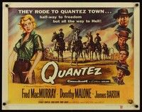 4g584 QUANTEZ 1/2sh '57 artwork of Fred MacMurray & sexy Dorothy Malone with torn shirt!