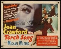 4g659 TORCH SONG style B 1/2sh '53 close-up of tough baby Joan Crawford, a wonderful love story!