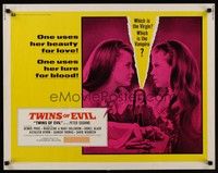 4g667 TWINS OF EVIL 1/2sh '72 one uses her beauty for love, one uses her lure for blood, vampires!