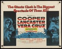 4g674 VERA CRUZ style A 1/2sh '55 best close up artwork of cowboys Gary Cooper & Burt Lancaster!