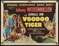 4g679 VOODOO TIGER 1/2sh '52 great art of Johnny Weissmuller as Jungle Jim vs lion & tiger!