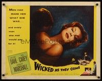 4g689 WICKED AS THEY COME style A 1/2sh '56 Ken Hughes directed, sexy bad girl Arlene Dahl in bed!