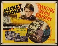4g697 YOUNG TOM EDISON 1/2sh '40 great close up of dedicated young inventor Mickey Rooney!
