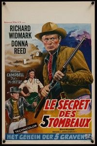 4h360 BACKLASH Belgian '56 great art of cowboy Richard Widmark, Donna Reed!