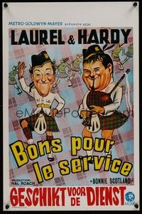 4h365 BONNIE SCOTLAND Belgian R70s wacky artwork of Stan Laurel & Oliver Hardy in kilts!