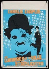 4h372 CITY LIGHTS Belgian R70s great Kouper art of boxer Charlie Chaplin w/flower & cane!