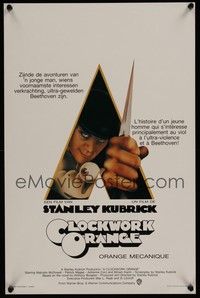 4h373 CLOCKWORK ORANGE Belgian '72 Stanley Kubrick classic, Philip Castle art of Malcolm McDowell!